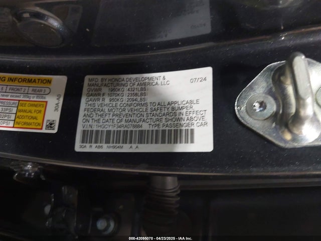 1HGCY1F34RA078884 Honda ACCORD EX