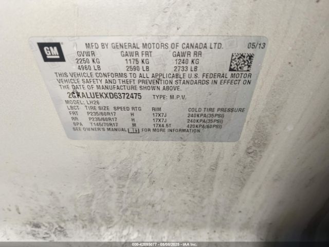 2013 GMC TERRAIN 2GKALUEKXD6372475 Photo 8