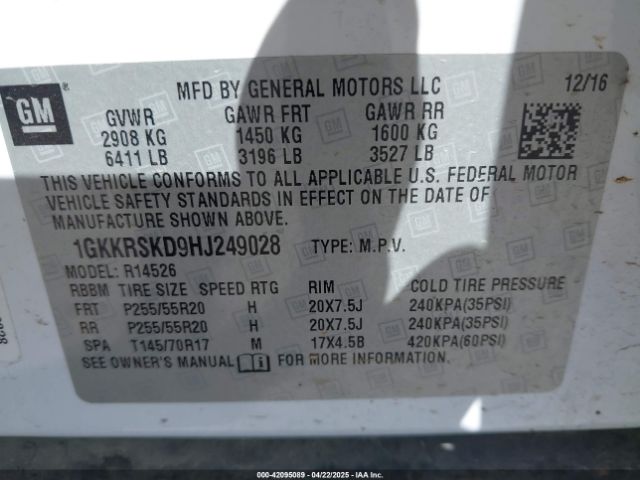 1GKKRSKD9HJ249028 GMC Acadia Limited