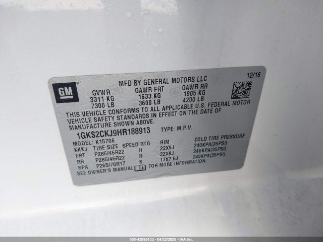 1GKS2CKJ9HR188913 GMC YUKON DENALI
