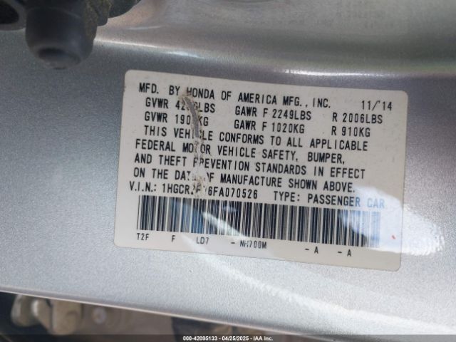 1HGCR2F36FA070526 Honda ACCORD LX