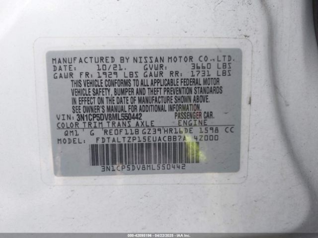 3N1CP5DV8ML550442 Nissan Kicks Sr Xtronic Cvt