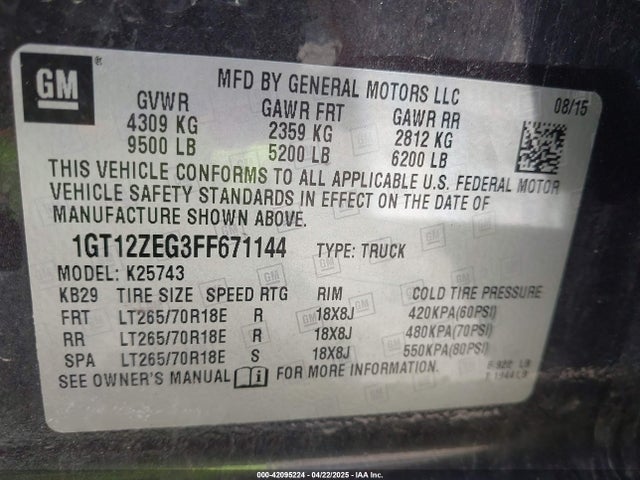 1GT12ZEG3FF671144 GMC Sierra 2500hd Slt