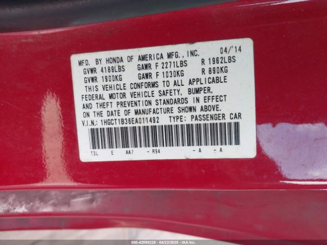 1HGCT1B36EA011492 Honda Accord Lx-s
