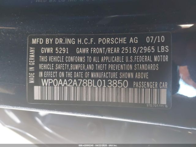 2011 PORSCHE PANAMERA WP0AA2A78BL013850 Photo 8