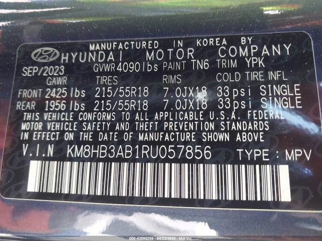 KM8HB3AB1RU057856 Hyundai Kona Sel