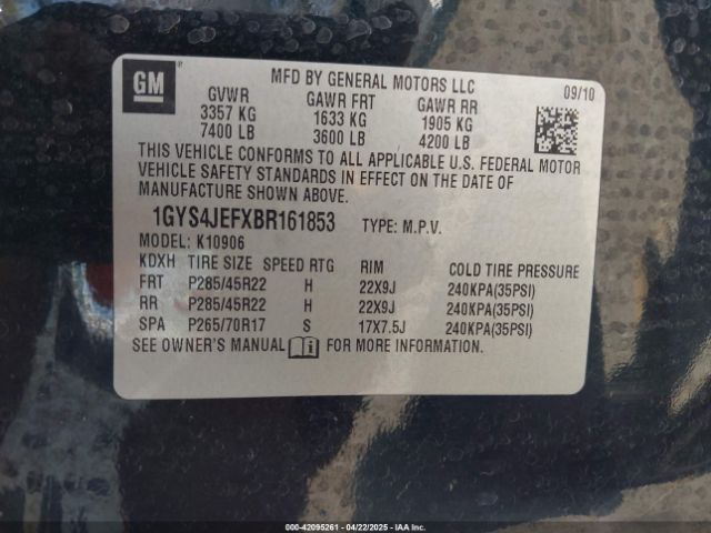 2011 CADILLAC ESCALADE ESV 1GYS4JEFXBR161853 Photo 8