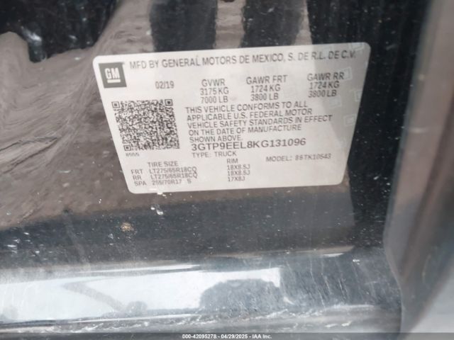 2019 GMC SIERRA 1500 3GTP9EEL8KG131096 Photo 8
