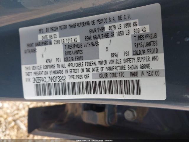 2022 MAZDA MAZDA3 3MZBPACL7NM313242 Photo 8