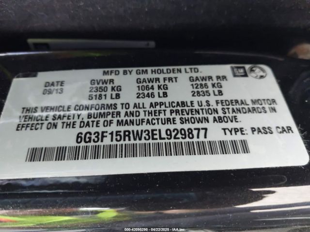 6G3F15RW3EL929877 Chevrolet SS