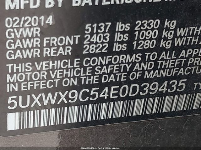 5UXWX9C54E0D39435 BMW X3 Xdrive28i