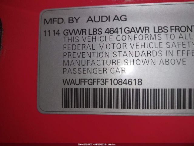 2015 AUDI S3 WAUFFGFF3F1084618 Photo 8