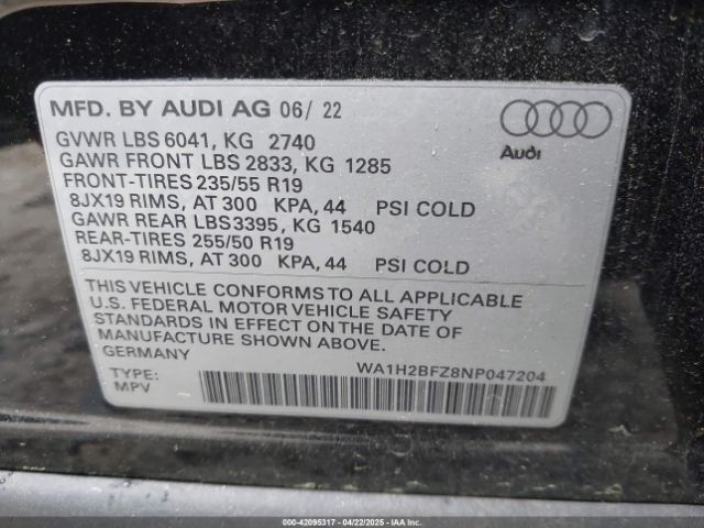 2022 AUDI Q4 E-TRON WA1H2BFZ8NP047204 Photo 8