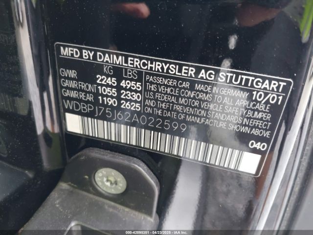 2002 MERCEDES-BENZ CL 500 WDBPJ75J62A022599 Photo 8