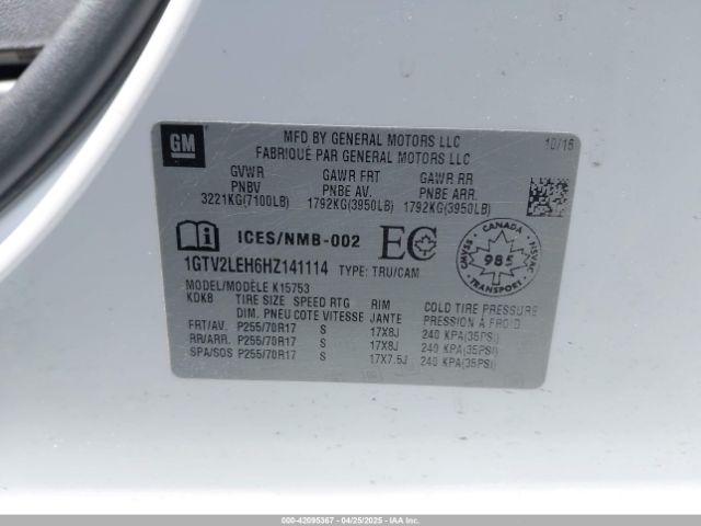 1GTV2LEH6HZ141114 GMC SIERRA 1500