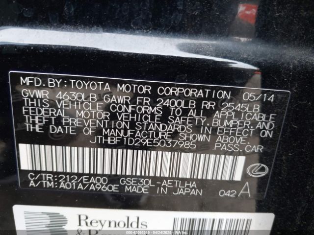 JTHBF1D29E5037985 Lexus IS 250