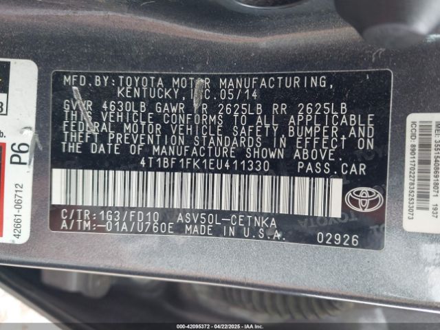 4T1BF1FK1EU411330 Toyota Camry L/le/se/se Sport/xle