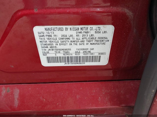 Infiniti Q50 2014 JN1BV7AR9EM698255 Image 9