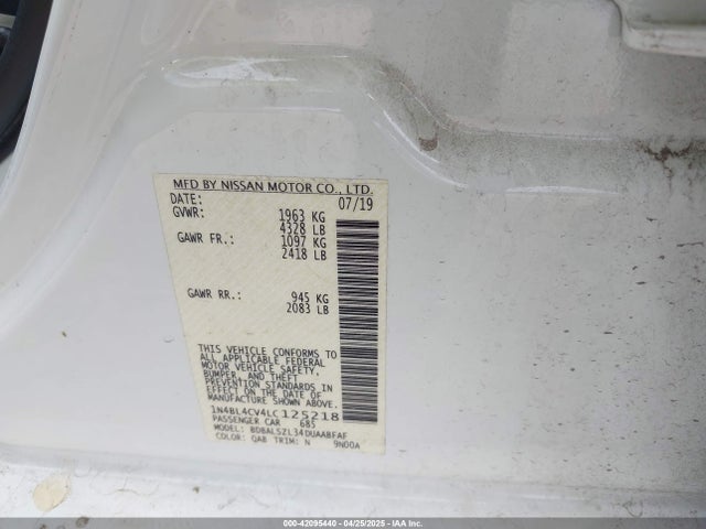1N4BL4CV4LC125218 Nissan Altima Sr Fwd