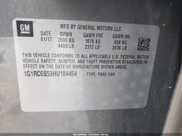 1G1RC6S53HU184454 Chevrolet VOLT LT