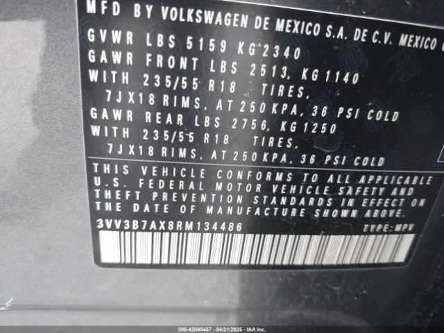 2024 VOLKSWAGEN TIGUAN 3VV3B7AX8RM134486 Photo 8