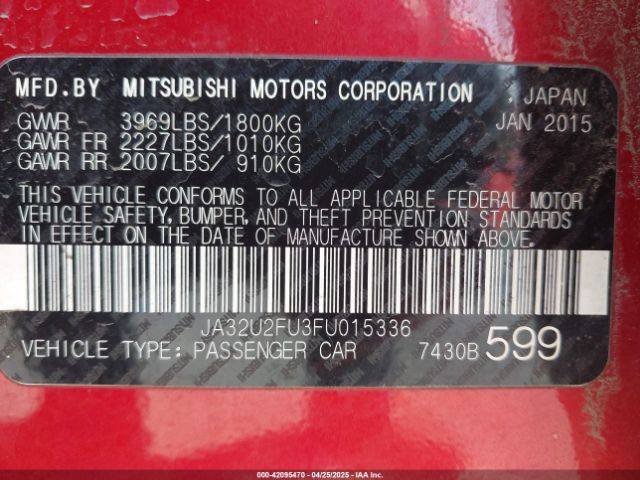 2015 MITSUBISHI LANCER JA32U2FU3FU015336 Photo 8