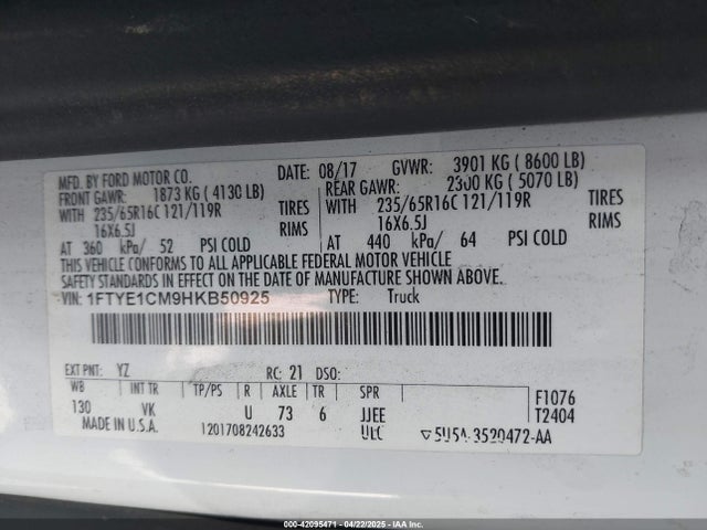 1FTYE1CM9HKB50925 Ford Transit-150
