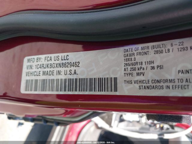 1C4RJKBGXN8629462 Jeep Grand Cherokee L Limited 4x4