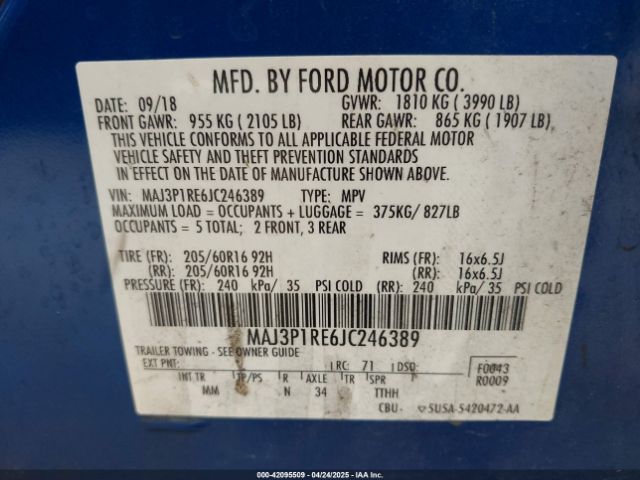2018 FORD ECOSPORT MAJ3P1RE6JC246389 Photo 8
