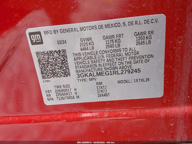 3GKALMEG1RL279245 GMC lsd