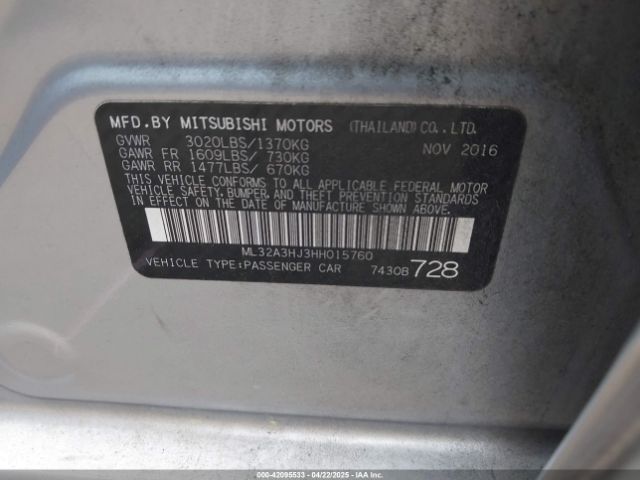 2017 MITSUBISHI MIRAGE ML32A3HJ3HH015760 Photo 8