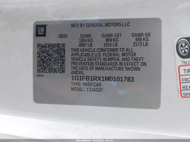 2021 CHEVROLET CAMARO 1G1FB1RX1M0101783 Photo 8