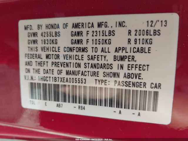 1HGCT1B7XEA005553 Honda ACCORD EX