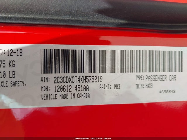 2C3CDXCT4KH575219 Dodge 2019
