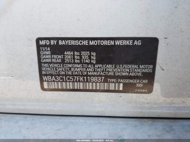 WBA3C1C57FK119837 BMW 328I
