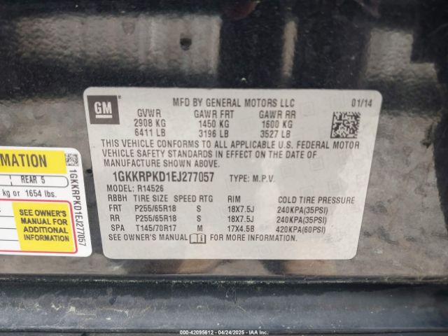 1GKKRPKD1EJ277057 GMC Acadia Sle-2