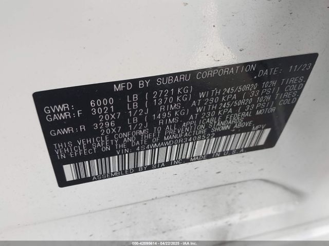 4S4WMAWD0R3408522 Subaru Ascent Touring 7-passenger