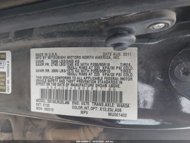 2011 MITSUBISHI ENDEAVOR 4A4JN3AS0BE037166 Photo 8