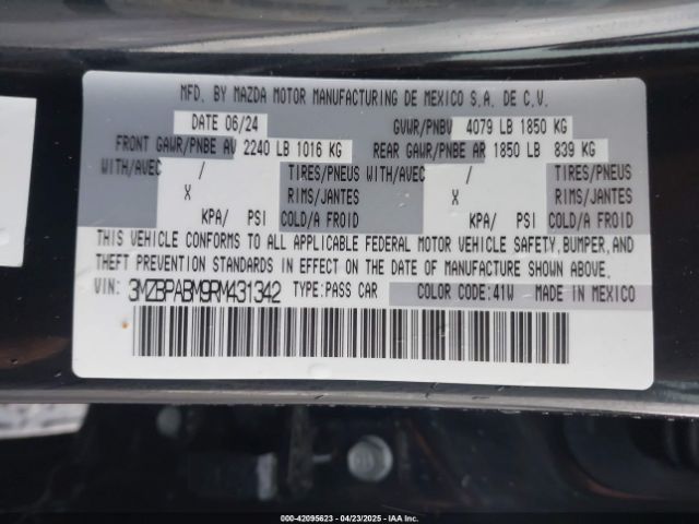 3MZBPABM9RM431342 Mazda Mazda3 2.5 S Select Sport
