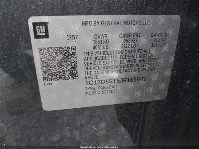 1G1ZD5ST5JF169549 Chevrolet MALIBU LT