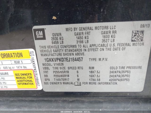 1GKKVPKD7EJ184457 GMC Acadia Sle-2