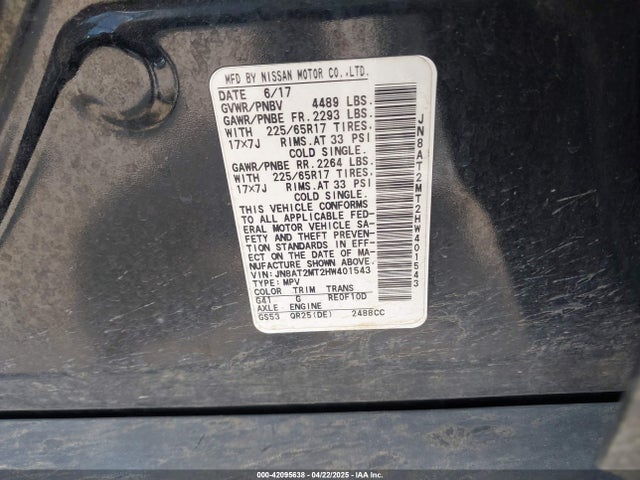 JN8AT2MT2HW401543 Nissan ROGUE S