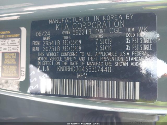 KNDRHDJG4S5317448 KIA Sorento Hybrid Ex