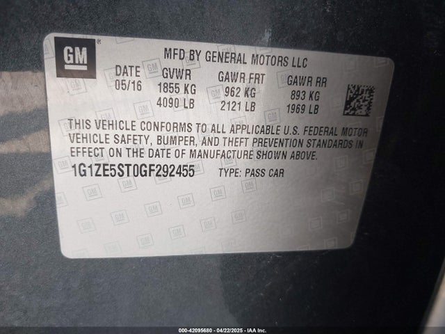 1G1ZE5ST0GF292455 Chevrolet MALIBU 1LT