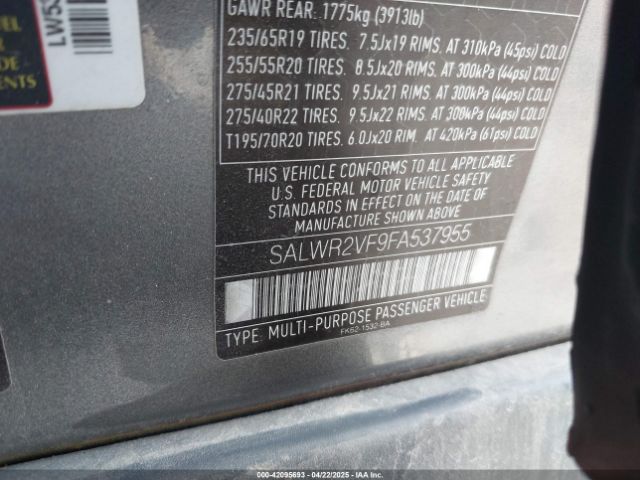 SALWR2VF9FA537955 Land Rover Range Rover Sport 3.0l V6 Supercharged Hse
