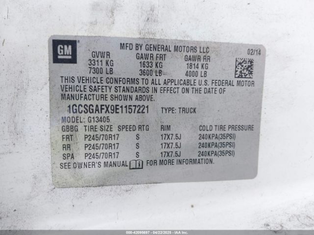 1GCSGAFX9E1157221 Chevrolet Express 1500 Work Van