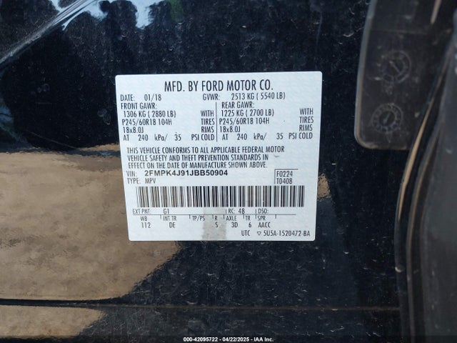 Ford EDGE SEL 2018 2FMPK4J91JBB50904 Image 9