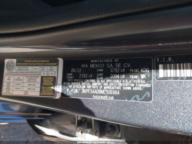 3KPF54AD0NE506964 KIA Forte Gt-line