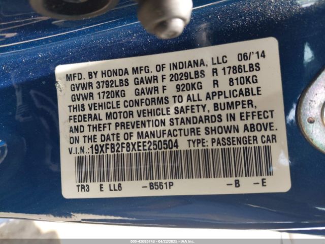 19XFB2F8XEE250504 Honda CIVIC EX