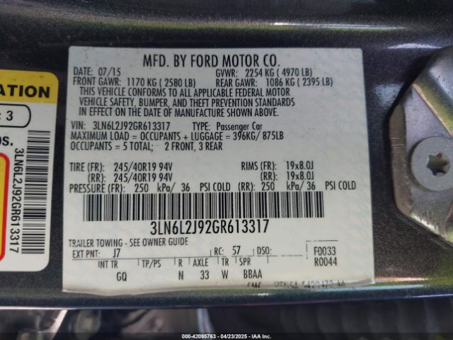 3LN6L2J92GR613317 Lincoln MKZ